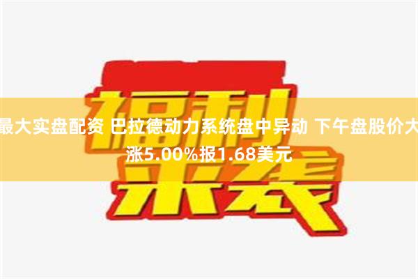 最大实盘配资 巴拉德动力系统盘中异动 下午盘股价大涨5.00%报1.68美元