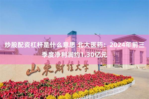 炒股配资杠杆是什么意思 北大医药：2024年前三季度净利润约1.30亿元